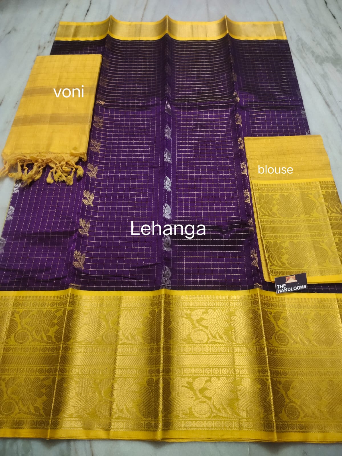 Mangalagiri Pure Handloom Orginal Kuppatam Pattu Silk Cotton Lehenga Material