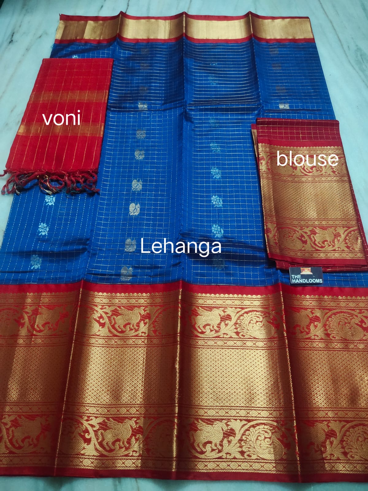 Mangalagiri Pure Handloom Orginal Kuppatam Pattu Silk Cotton Lehenga Material