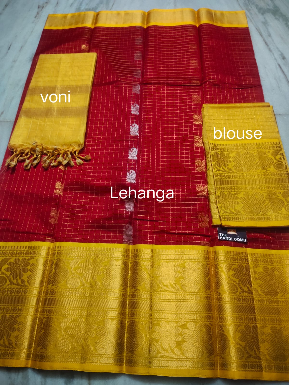 Mangalagiri Pure Handloom Orginal Kuppatam Pattu Silk Cotton Lehenga Material