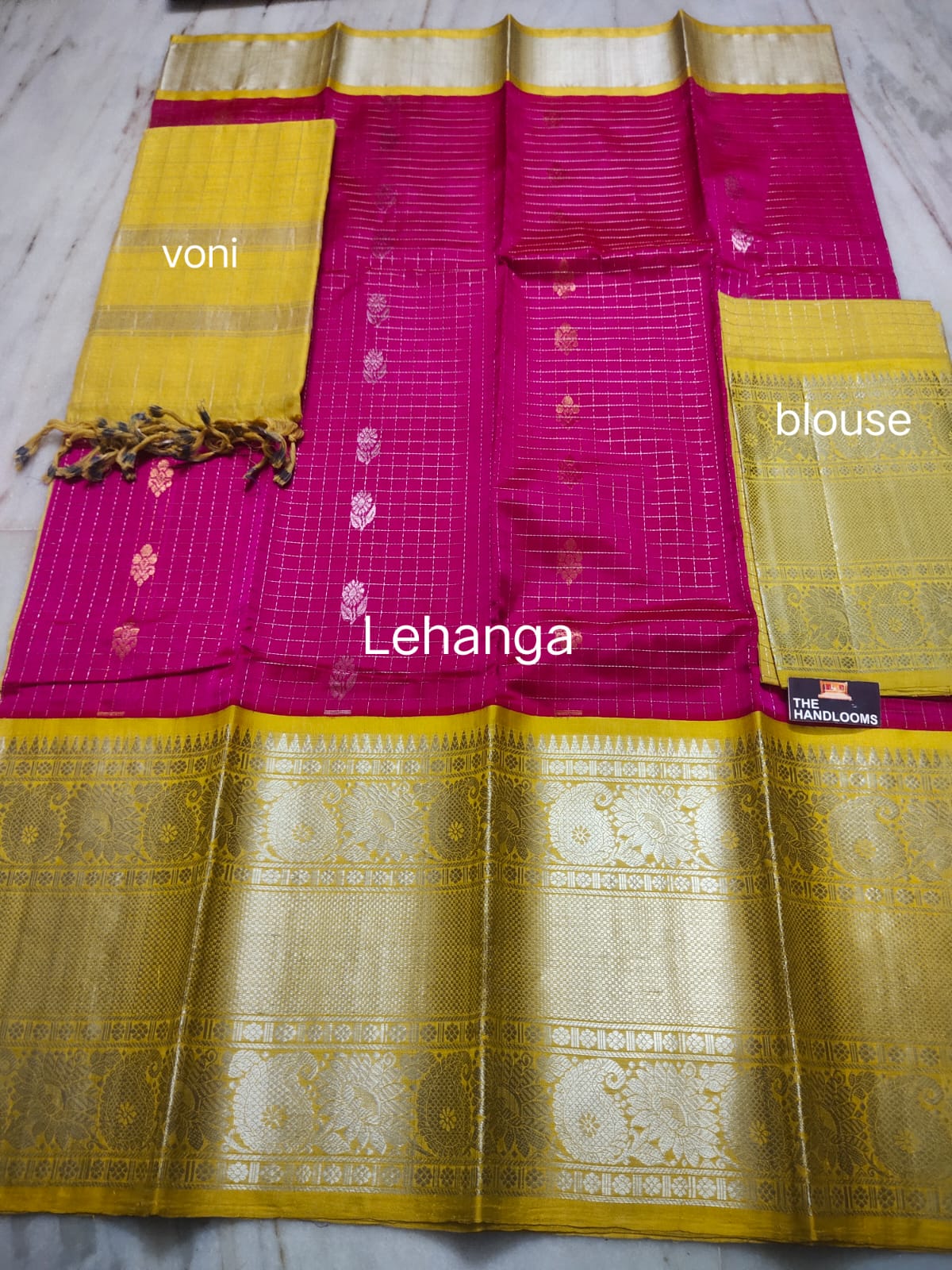 Mangalagiri Pure Handloom Orginal Kuppatam Pattu Silk Cotton Lehenga Material