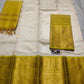 Mangalagiri Pure Handloom Orginal Kuppatam Pattu Silk Cotton Lehenga Material