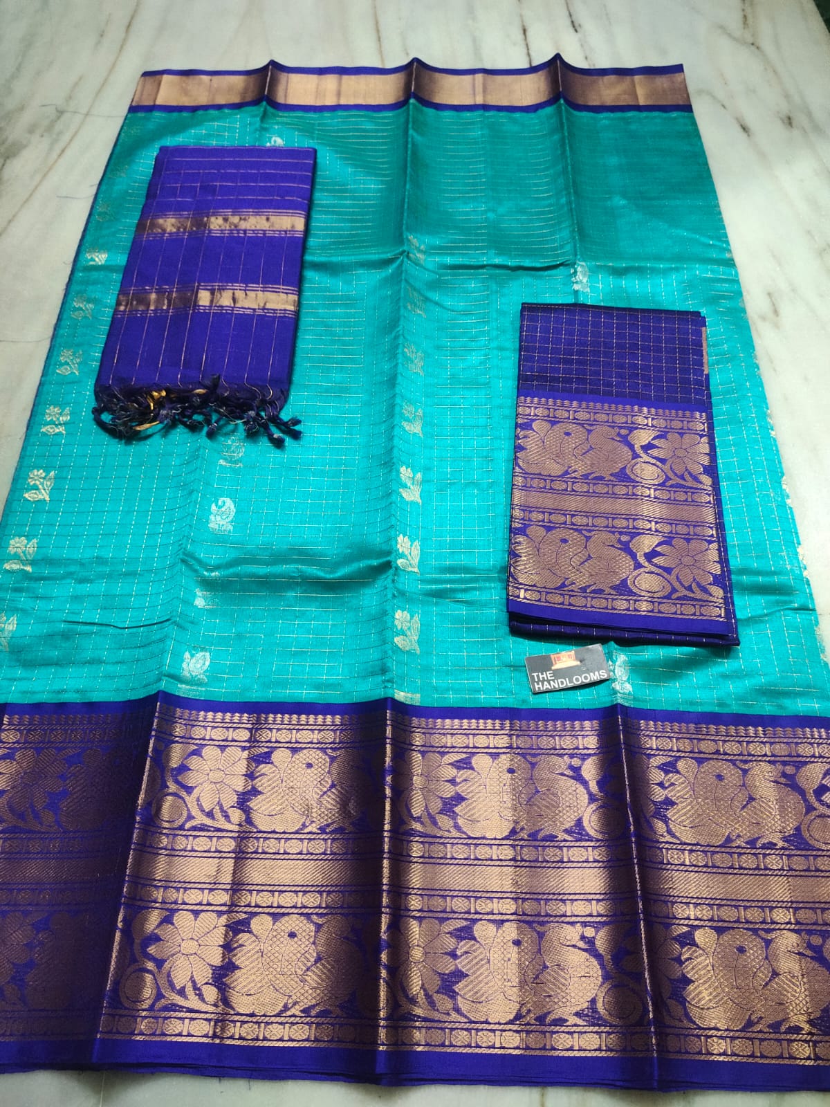 Mangalagiri Pure Handloom Orginal Kuppatam Pattu Silk Cotton Lehenga Material