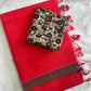 Mangalagiri cotton missing checked saree with double blouse