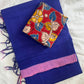 Mangalagiri cotton missing checked saree with double blouse