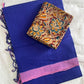 Mangalagiri cotton missing checked saree with double blouse