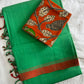 Mangalagiri cotton missing checked saree with double blouse