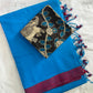 Mangalagiri cotton missing checked saree with double blouse