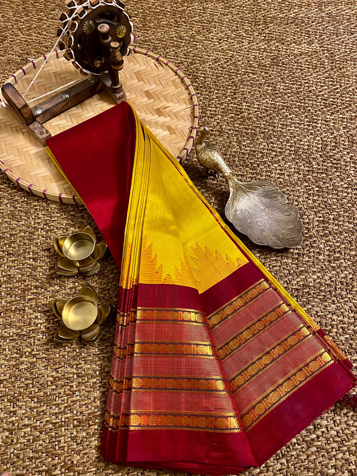 Mangalagiri pure kuppatam pattu silk cotton temple border saree