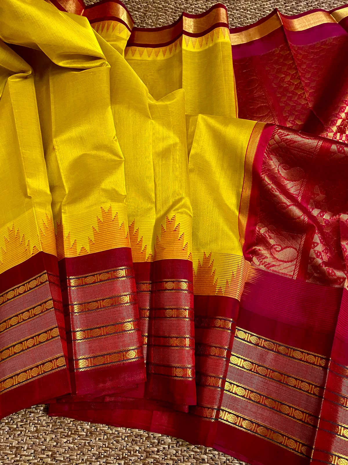 Mangalagiri pure kuppatam pattu silk cotton temple border saree