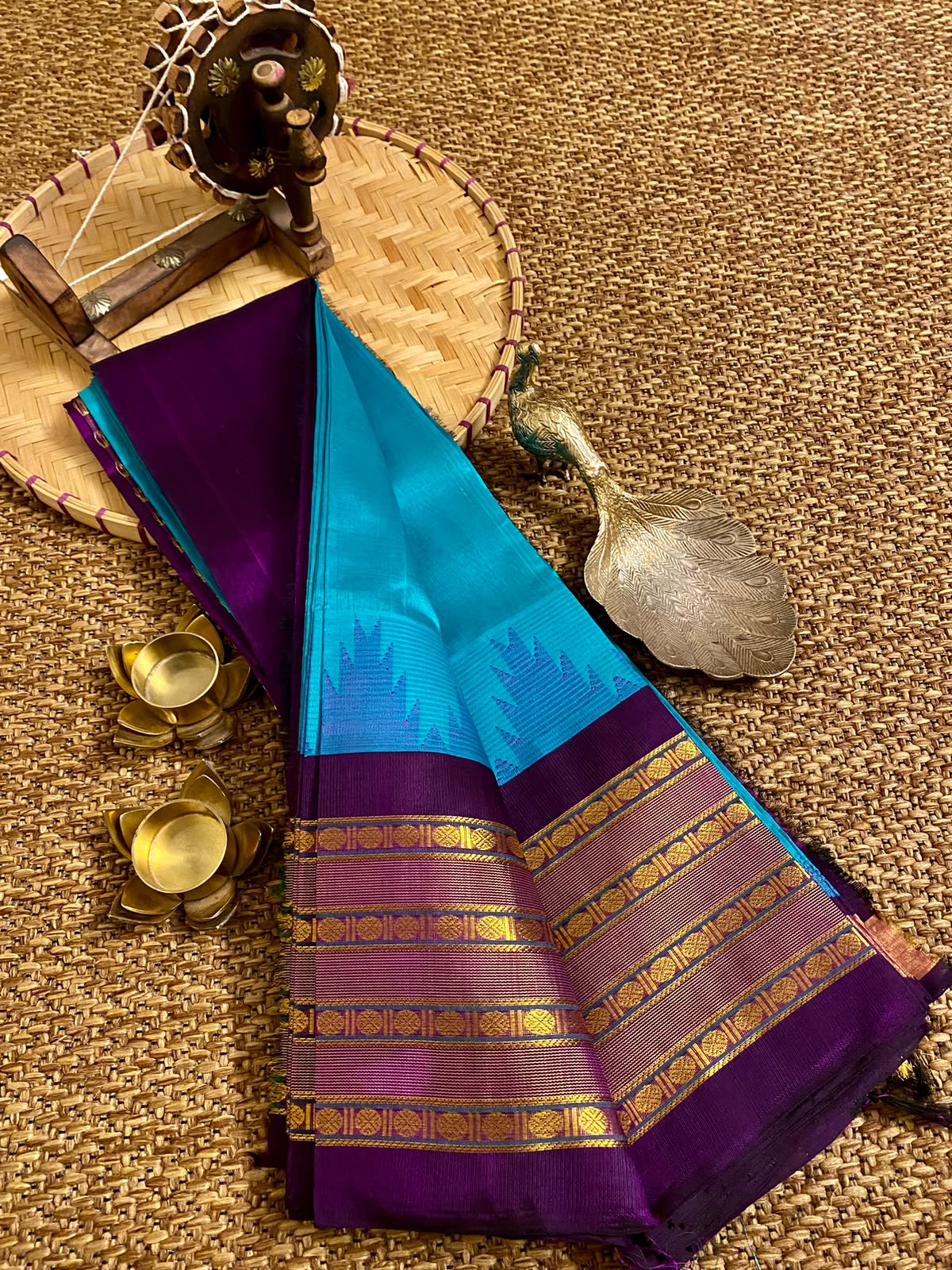 Mangalagiri pure kuppatam pattu silk cotton temple border saree