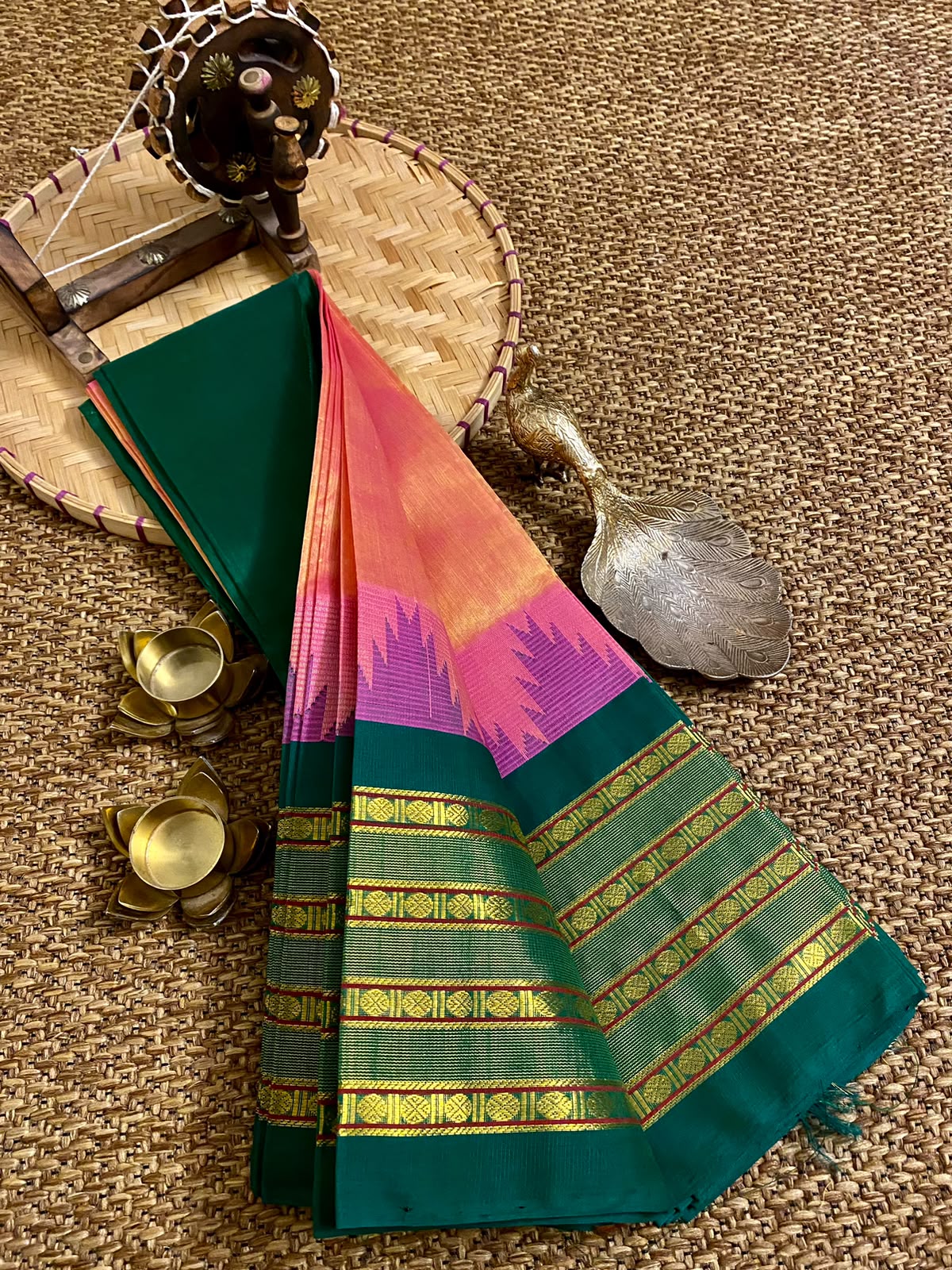 Mangalagiri pure kuppatam pattu silk cotton temple border saree