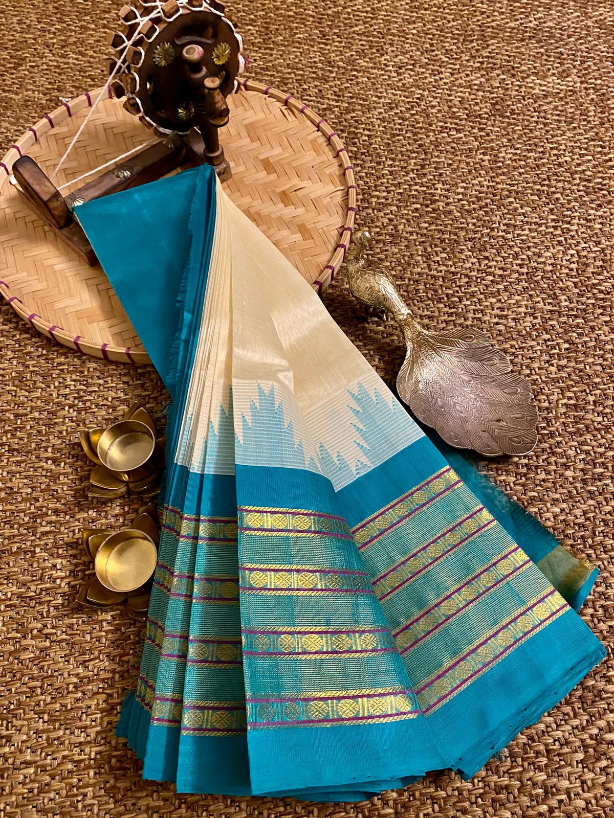 Mangalagiri pure kuppatam pattu silk cotton temple border saree