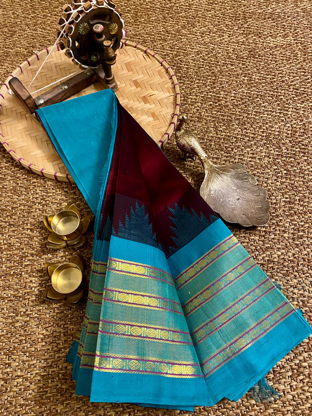 Mangalagiri pure kuppatam pattu silk cotton temple border saree