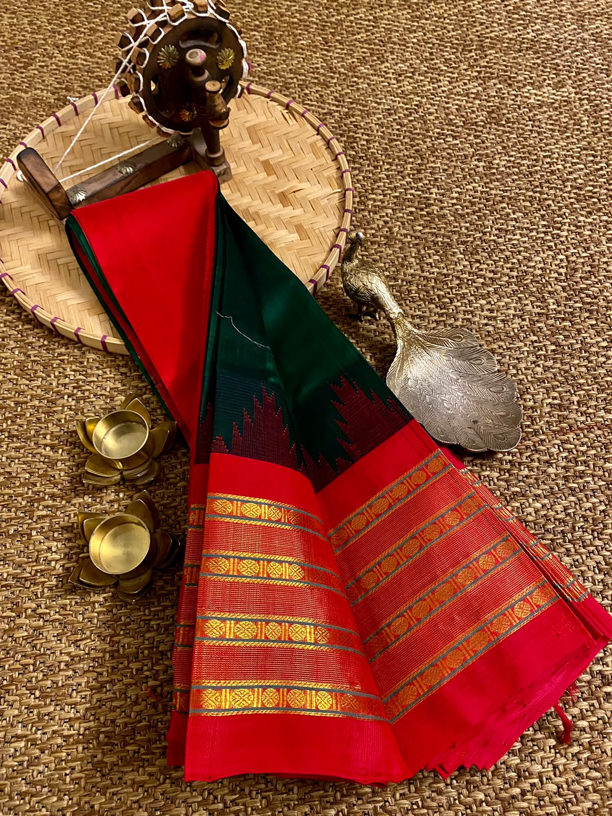 Mangalagiri pure kuppatam pattu silk cotton temple border saree