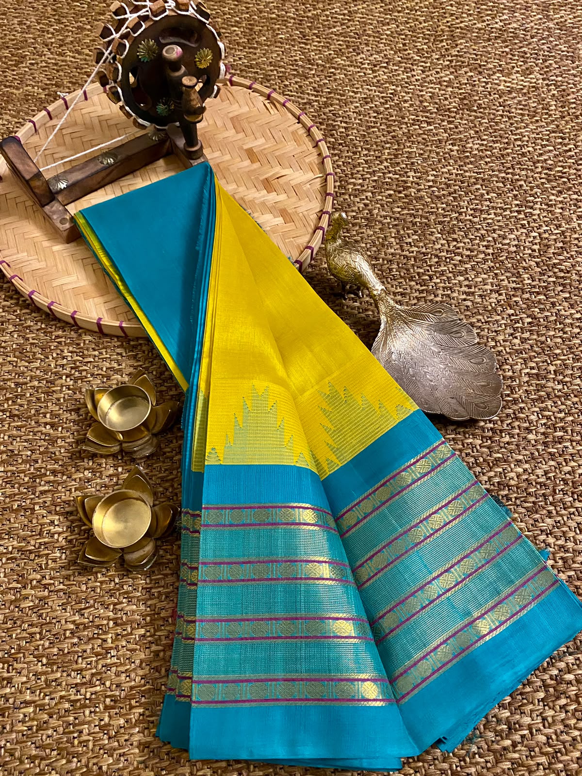 Mangalagiri pure kuppatam pattu silk cotton temple border saree