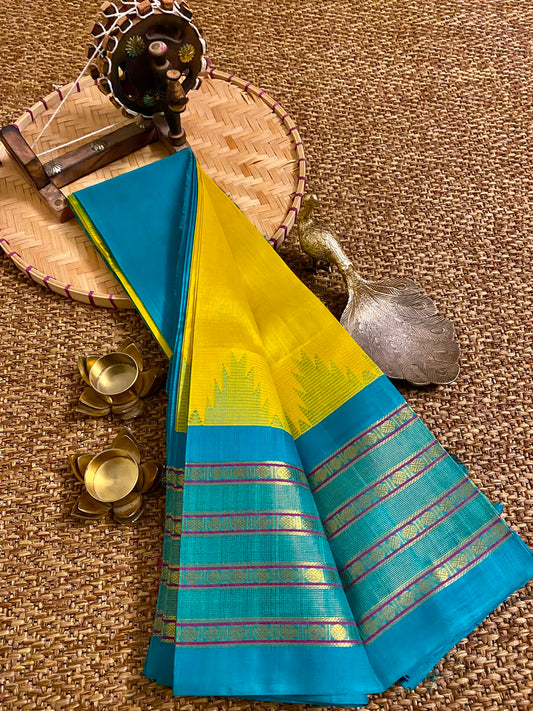 Mangalagiri pure kuppatam pattu silk cotton temple border saree