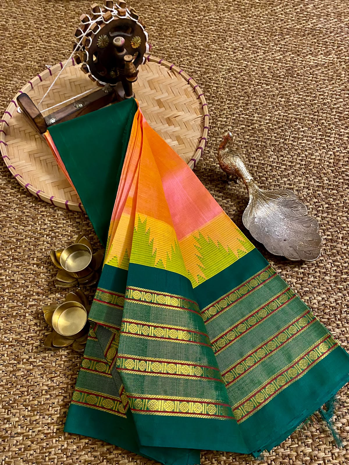 Mangalagiri pure kuppatam pattu silk cotton temple border saree