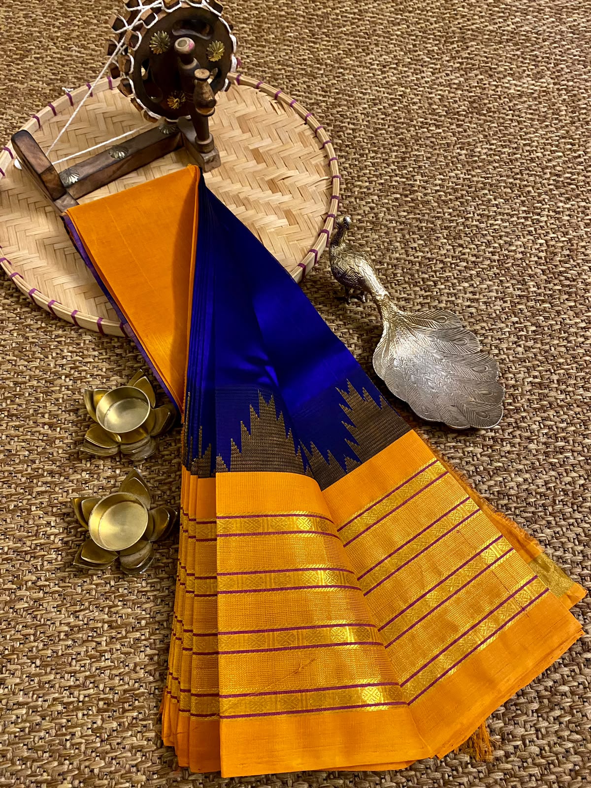 Mangalagiri pure kuppatam pattu silk cotton temple border saree