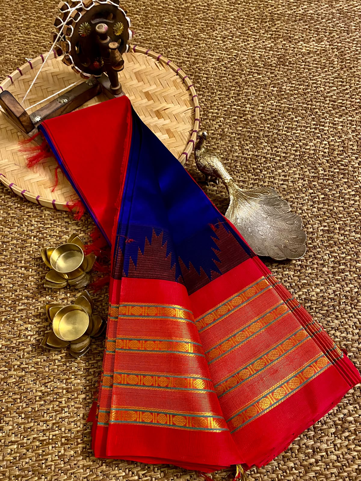 Mangalagiri pure kuppatam pattu silk cotton temple border saree