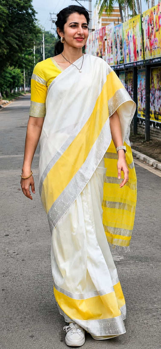 Mangalagiri Handloom Pattu by Cotton Saree