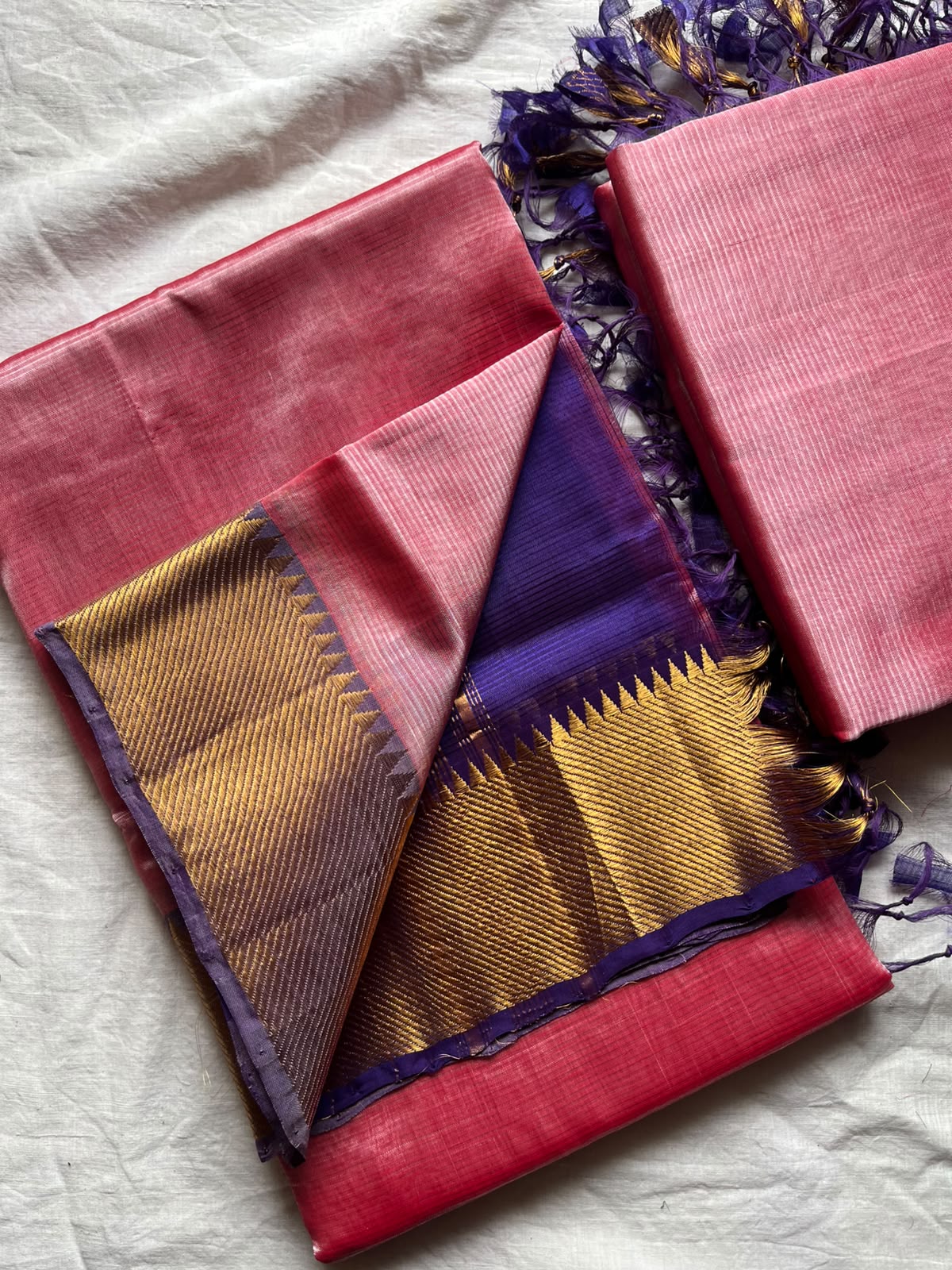 Mangalagiri Handloom Pattu by Cotton Saree
