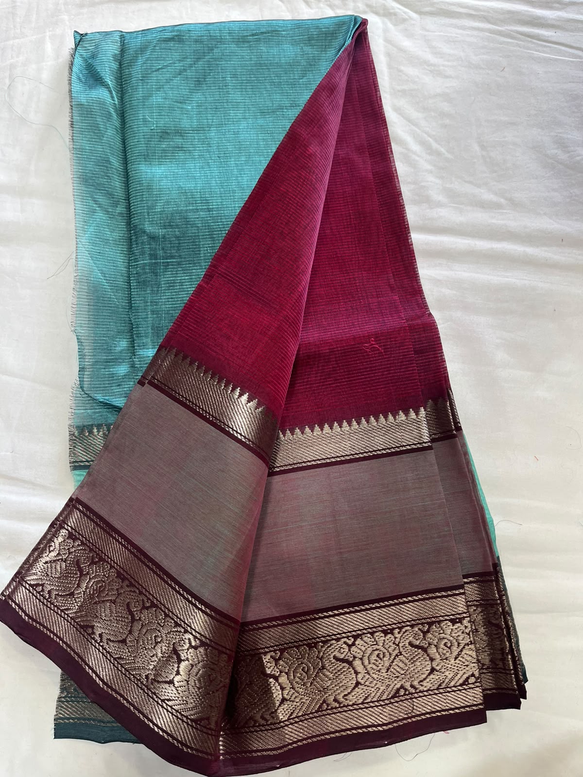 Mangalagiri Pure Handloom Pattu by Cotton Saree