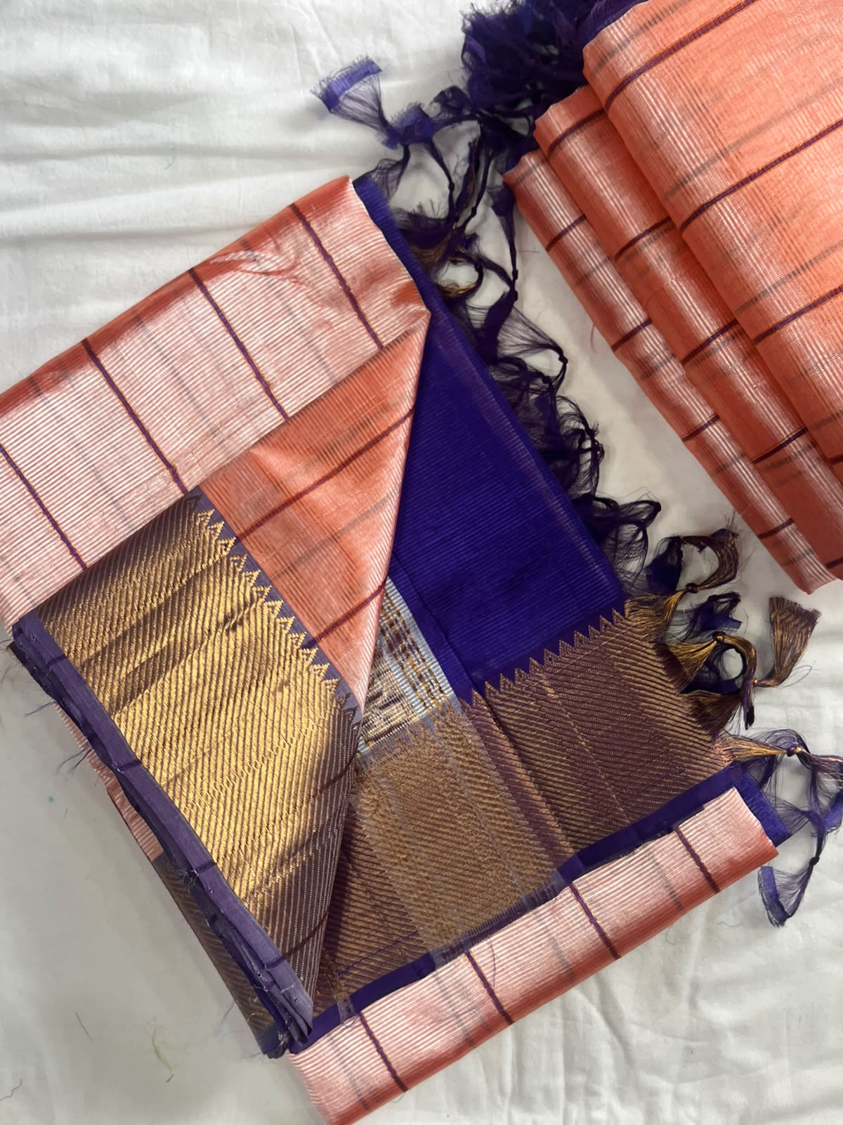 Manglagiri handloom pattu by cotton saree