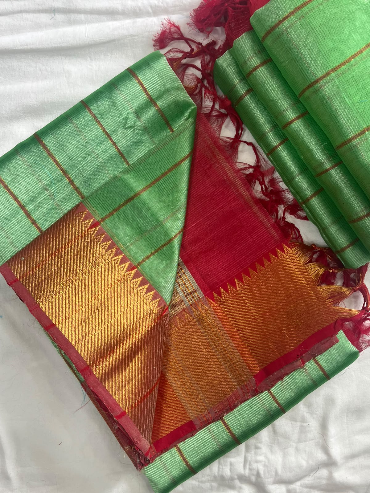 Manglagiri handloom pattu by cotton saree