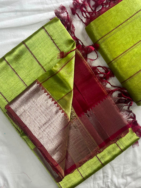 Manglagiri handloom pattu by cotton saree