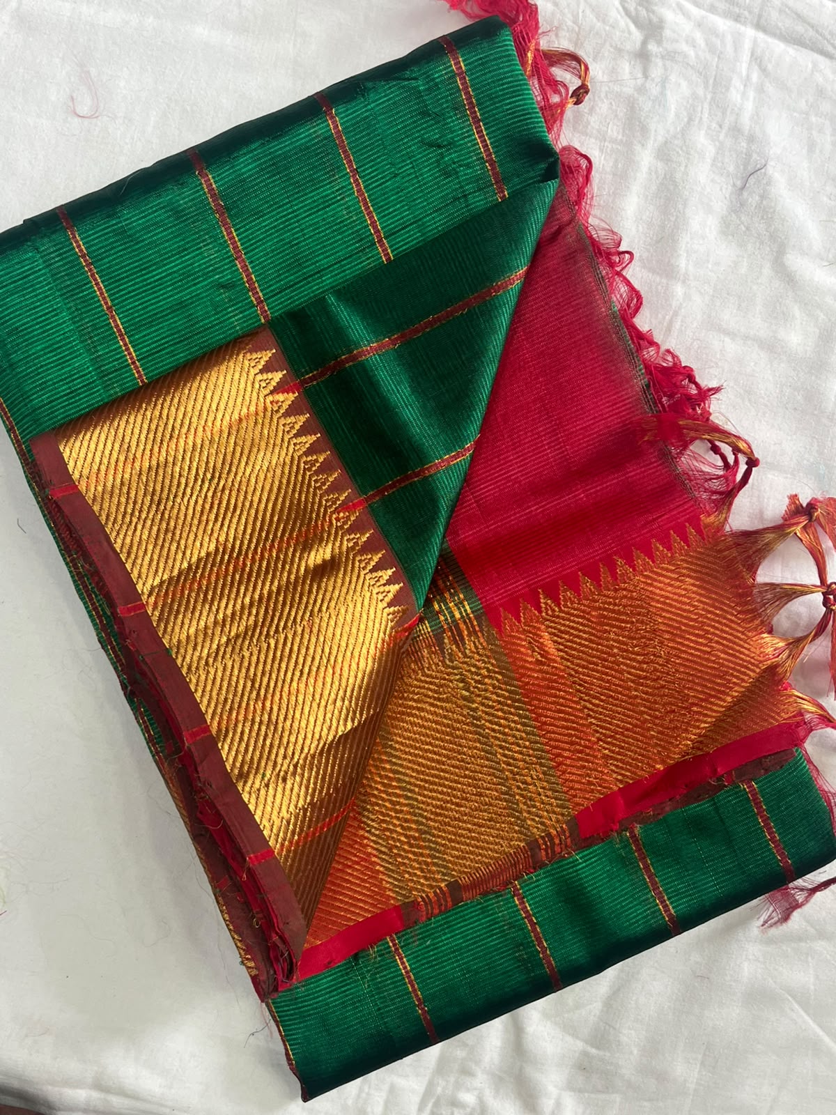 Manglagiri handloom pattu by cotton saree
