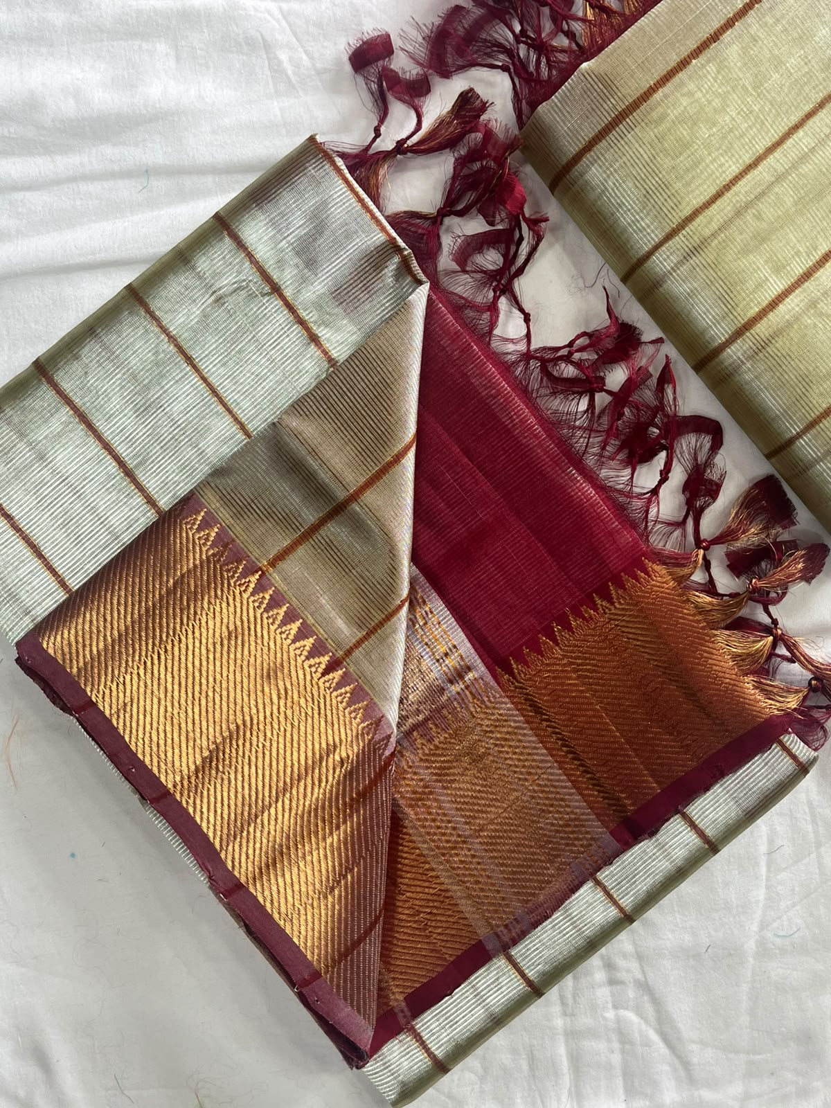 Manglagiri handloom pattu by cotton saree
