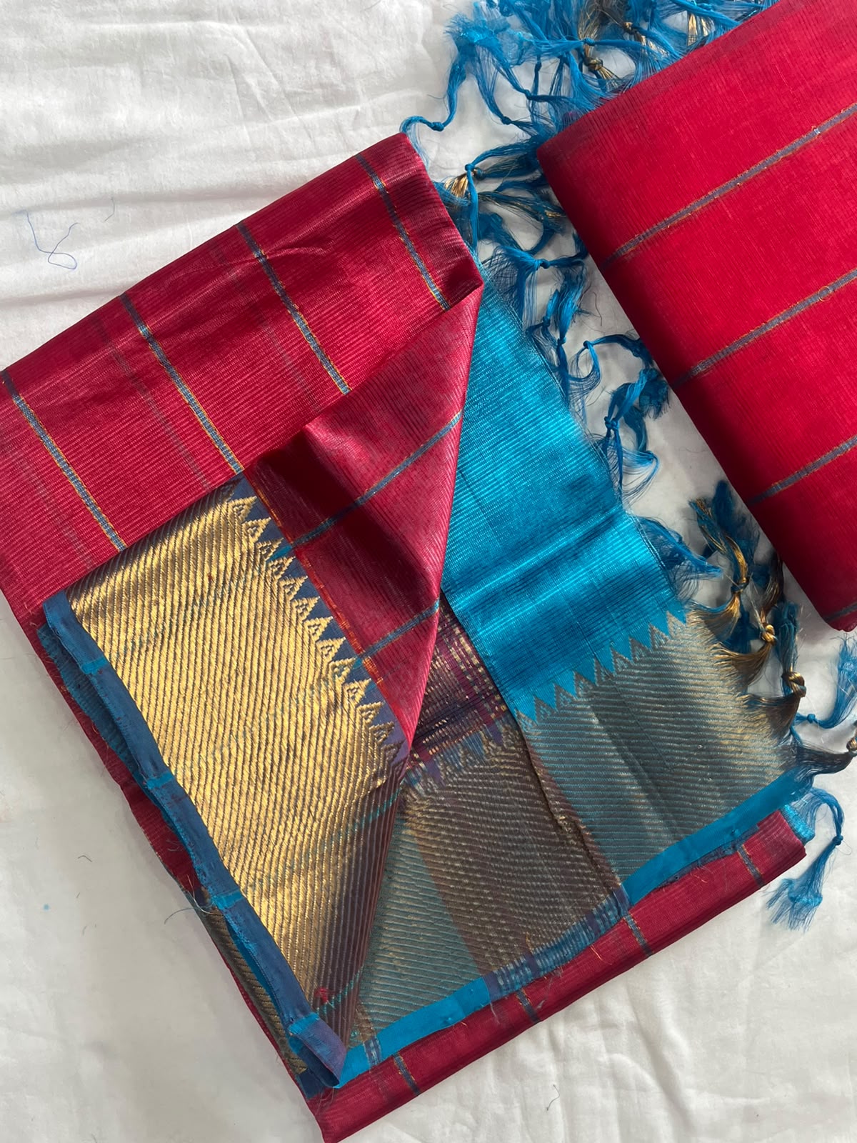 Manglagiri handloom pattu by cotton saree