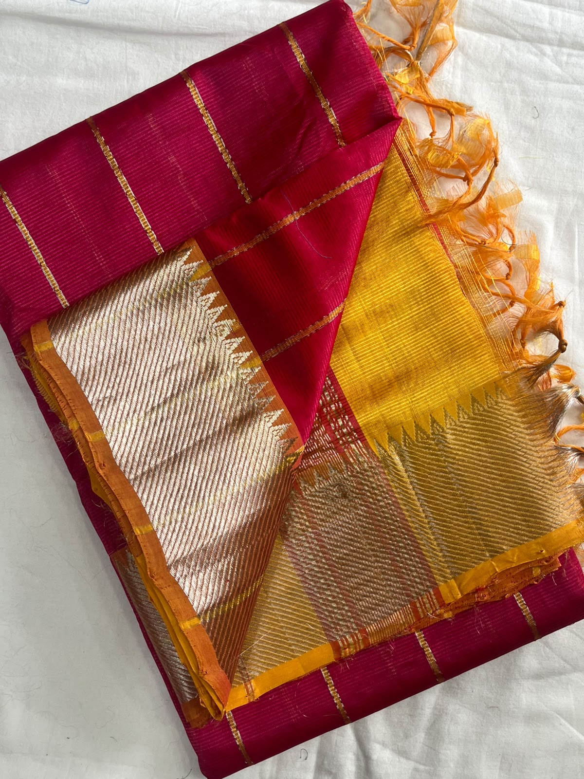 Manglagiri handloom pattu by cotton saree
