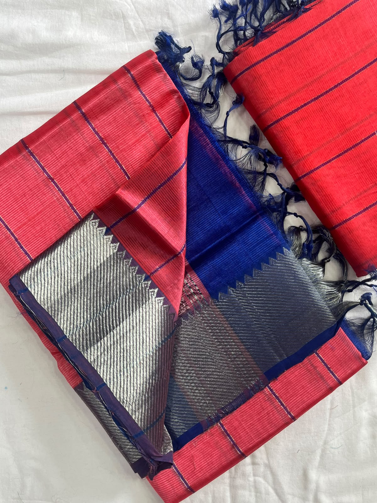 Manglagiri handloom pattu by cotton saree