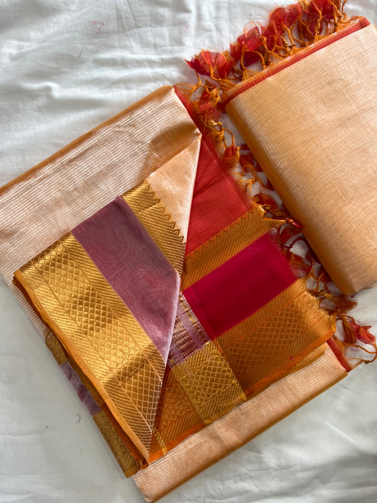 Mangalagiri Handloom Pattu by Cotton Saree