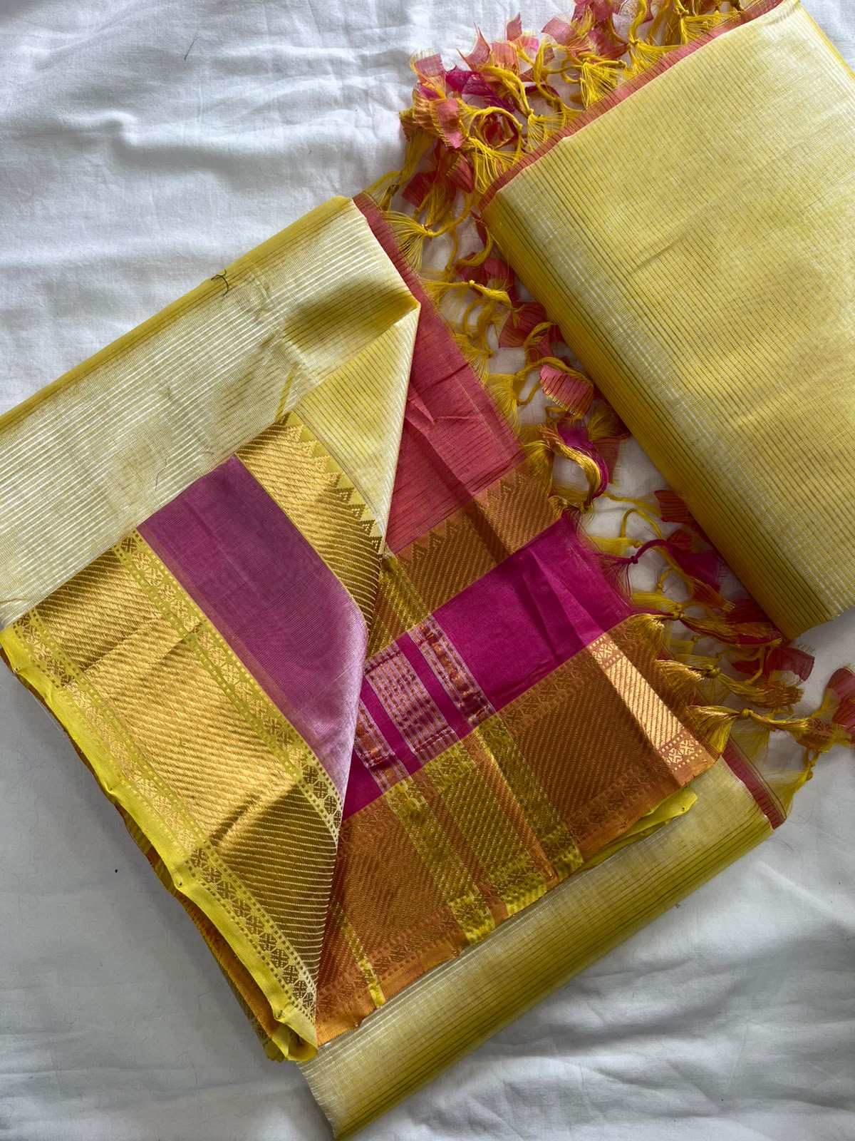 Mangalagiri Handloom Pattu by Cotton Saree