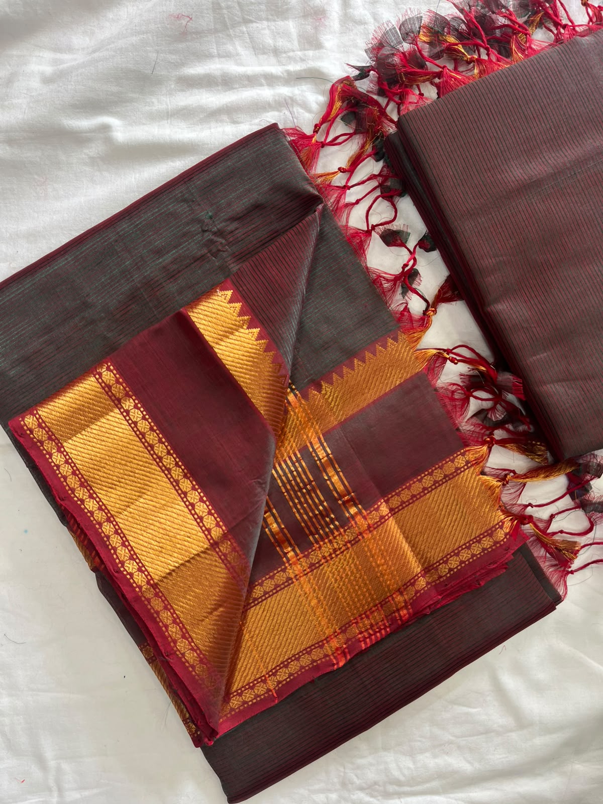 Mangalagiri Handloom Pattu by Cotton Saree