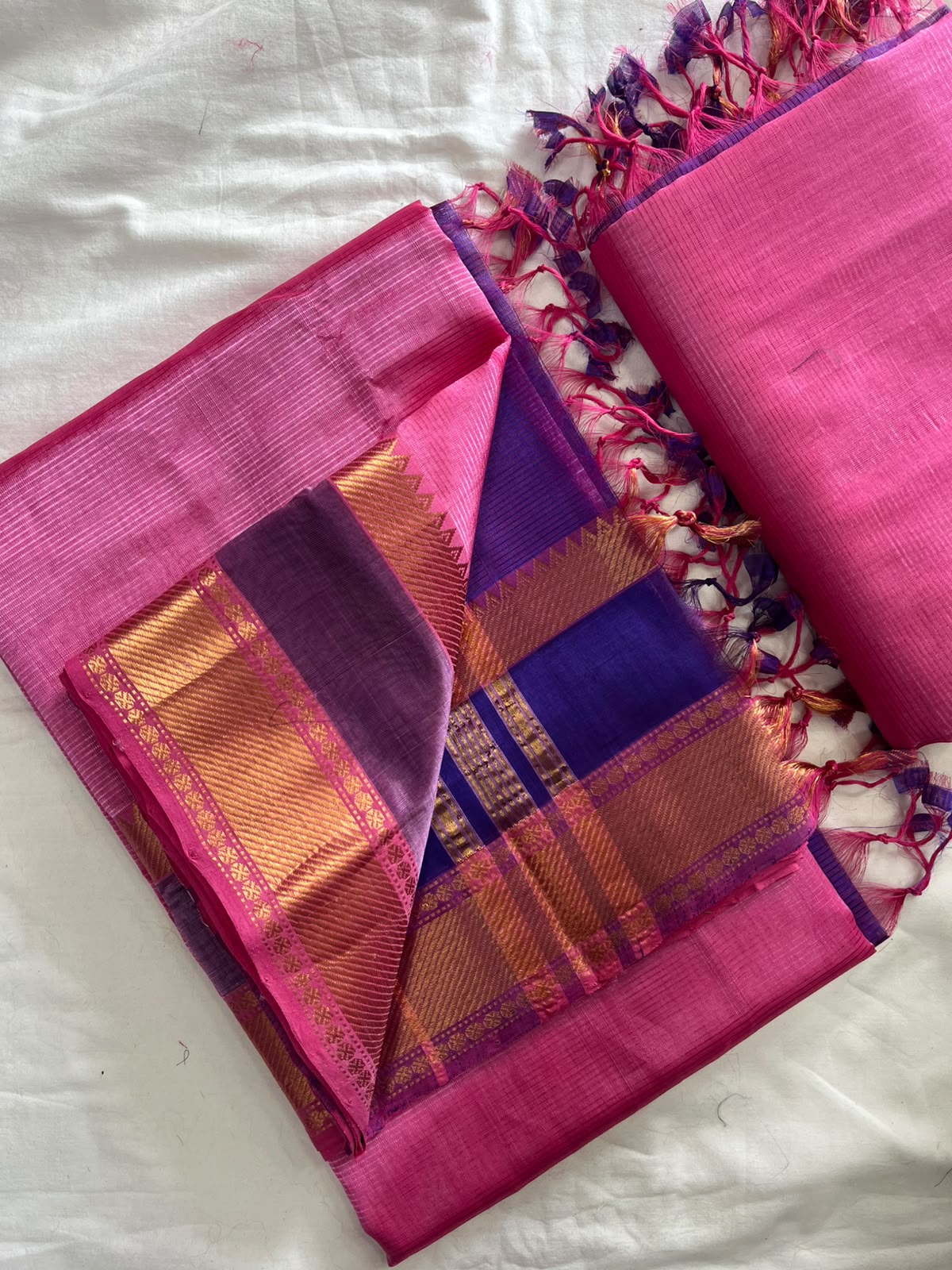 Mangalagiri Handloom Pattu by Cotton Saree