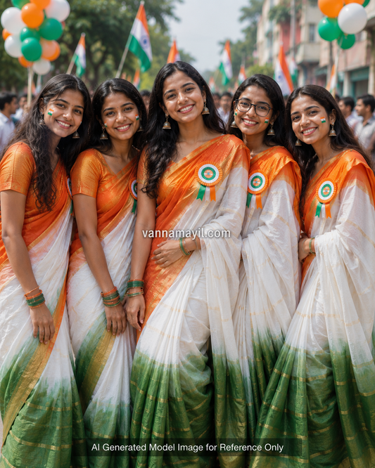 Kota viscose silk tricolor trianga saree