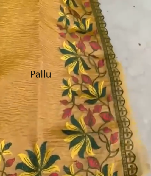 Banarasi tissue cutwork Embroidery work saree