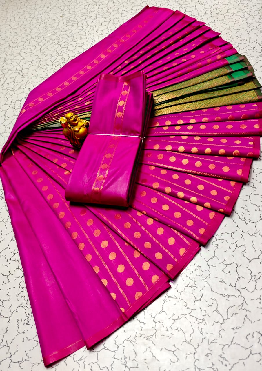 Semi Soft Silk Butta Borderless Saree