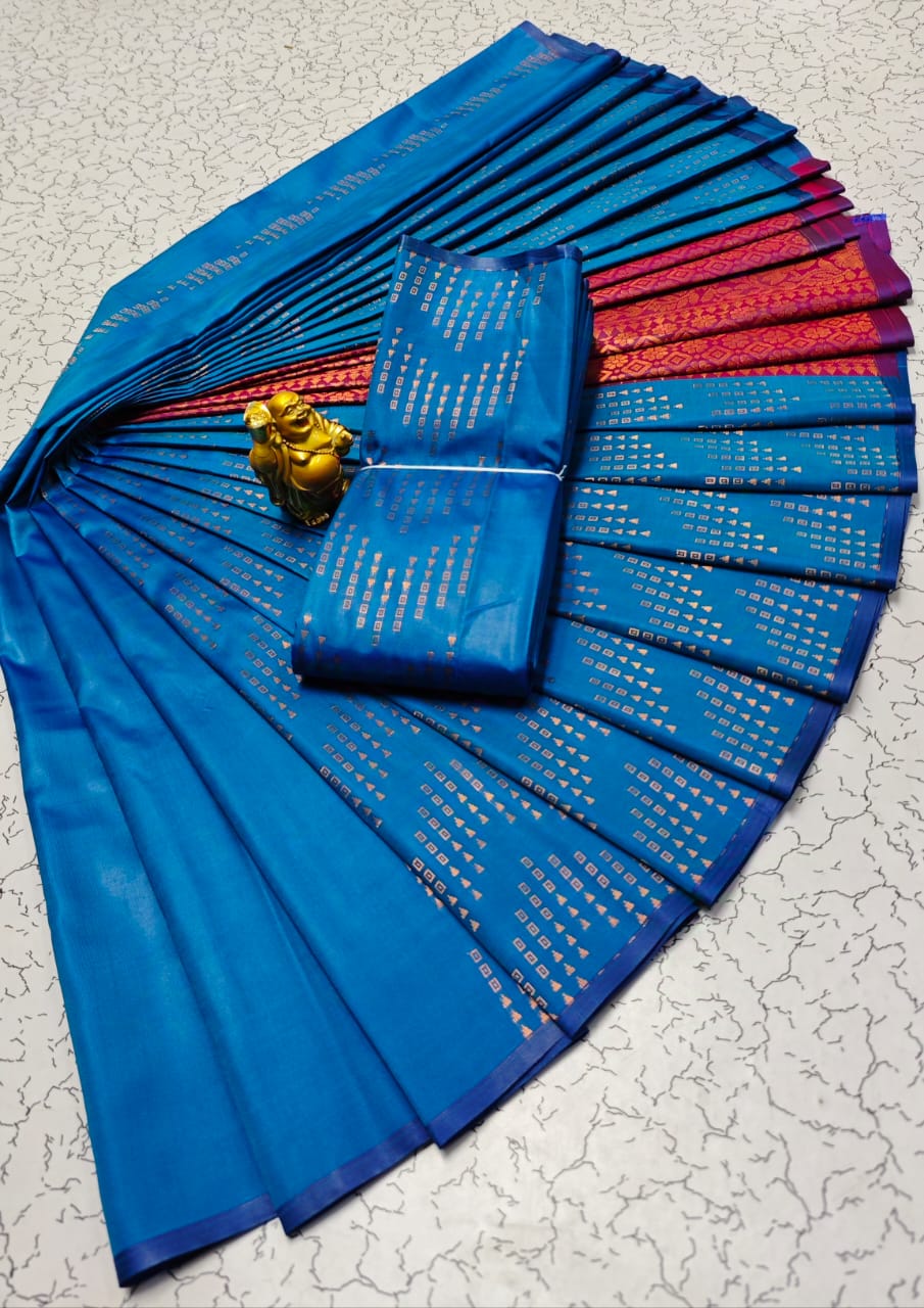 Semi Soft Silk Butta Borderless Saree