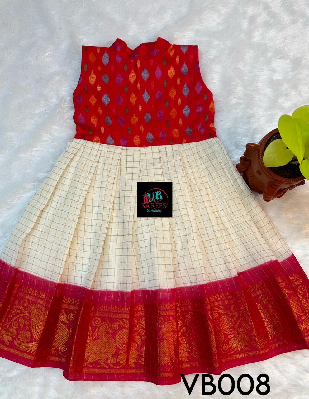 0 - 14 years sungudi cotton with jacquard fusion frock