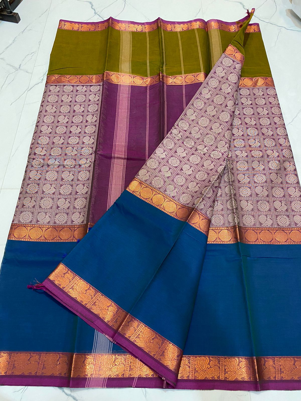 Chettinad Kanchi cotton saree – www.vannamayil.com