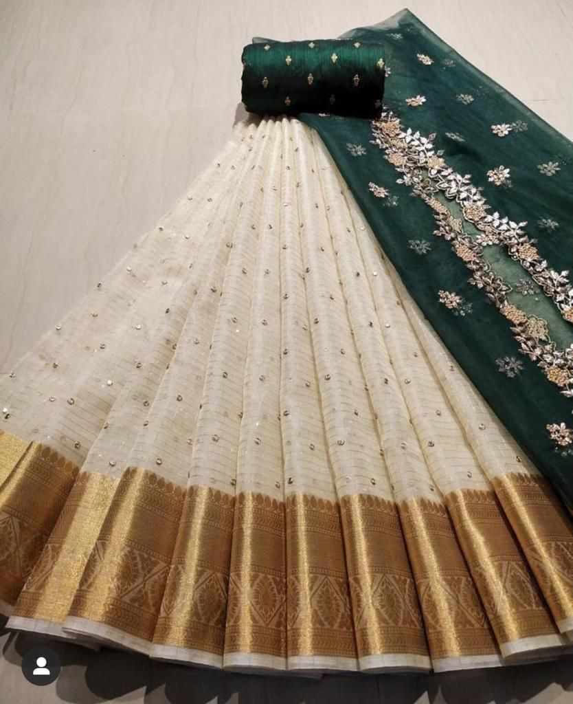 Kanchi Organza Silk Adult Lehenga Material