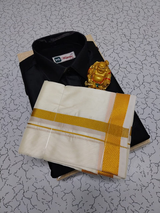 Semi-Silk Men's Shirt and Dhoti Set
