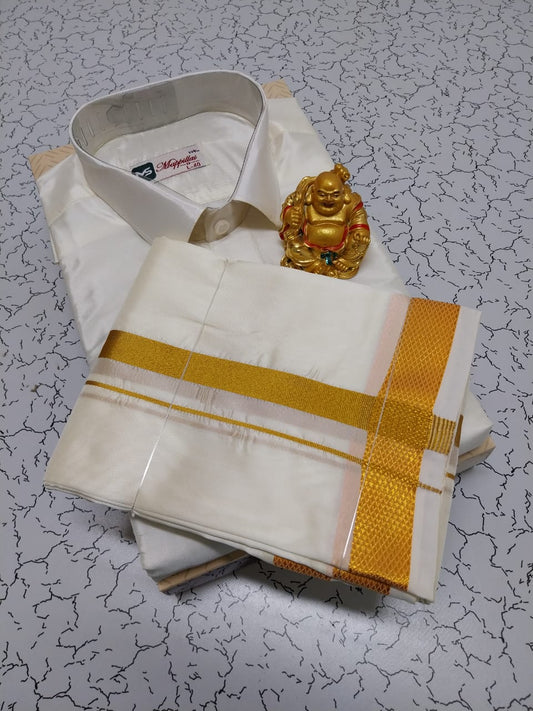 Semi-Silk Men's Shirt and Dhoti Set