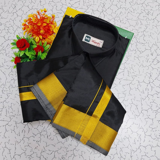 Semi-Silk Men's Shirt and Dhoti Set