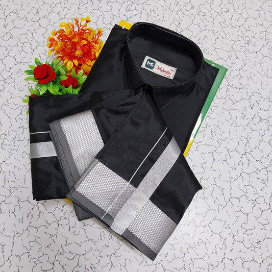 Semi-Silk Men's Shirt and Dhoti Set