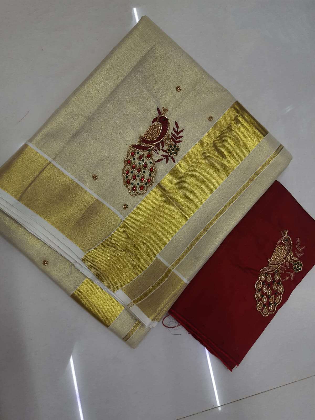 Aari work kerala tissue saree